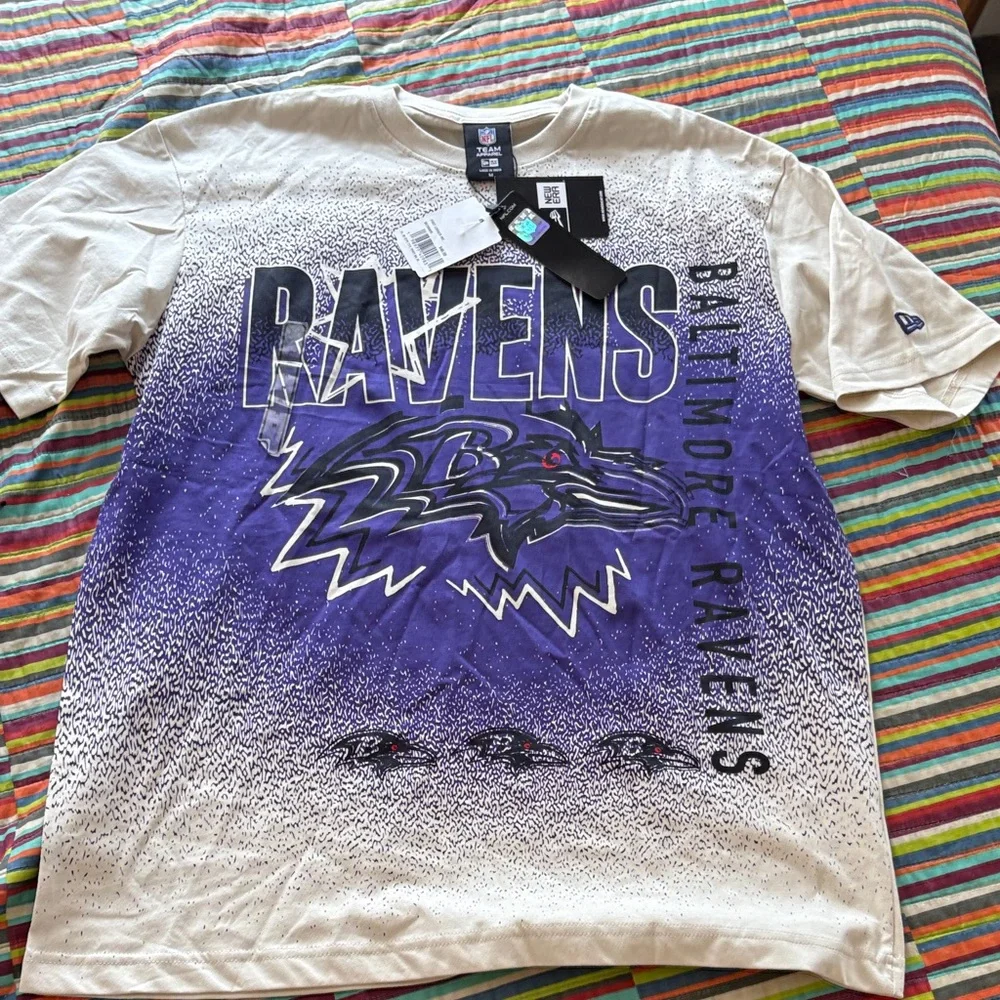 New Era NFL Team Apparel Ravens Dip-Dye Tee - Purple & White medium nwt